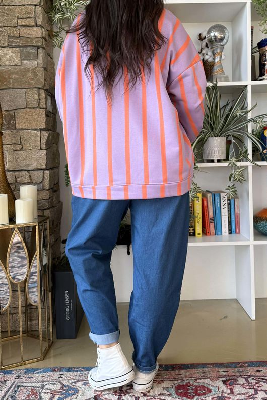 Scamp Lantern Sweatshirt Vertical Stripe Lilac & Aperol